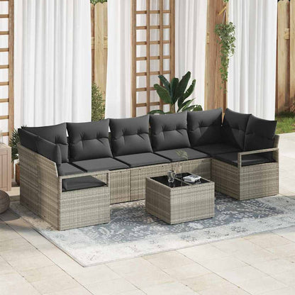 Garten-Sofa-Set mit Kissen 8 pcs Hellgrau und Dunkelgrau