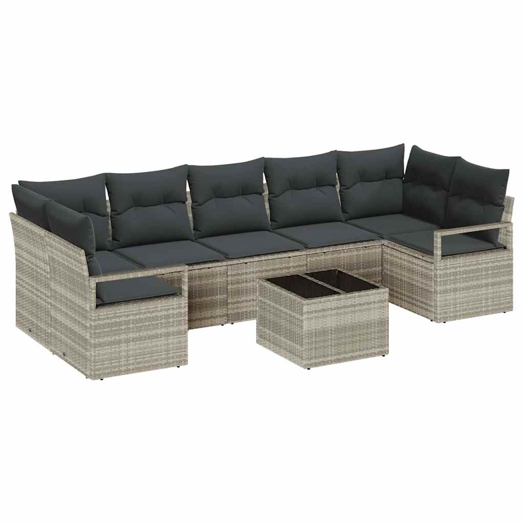 Garten-Sofa-Set mit Kissen 8 pcs Hellgrau und Dunkelgrau