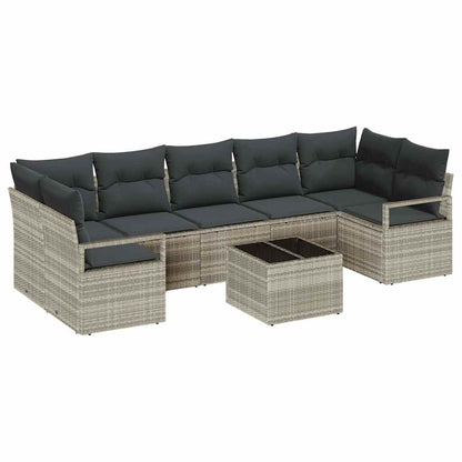 Garten-Sofa-Set mit Kissen 8 pcs Hellgrau und Dunkelgrau