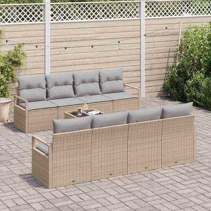 vidaXL Gartensofa-set mit Kissen 9 pcs Beige und Grau Poly-Rattan
