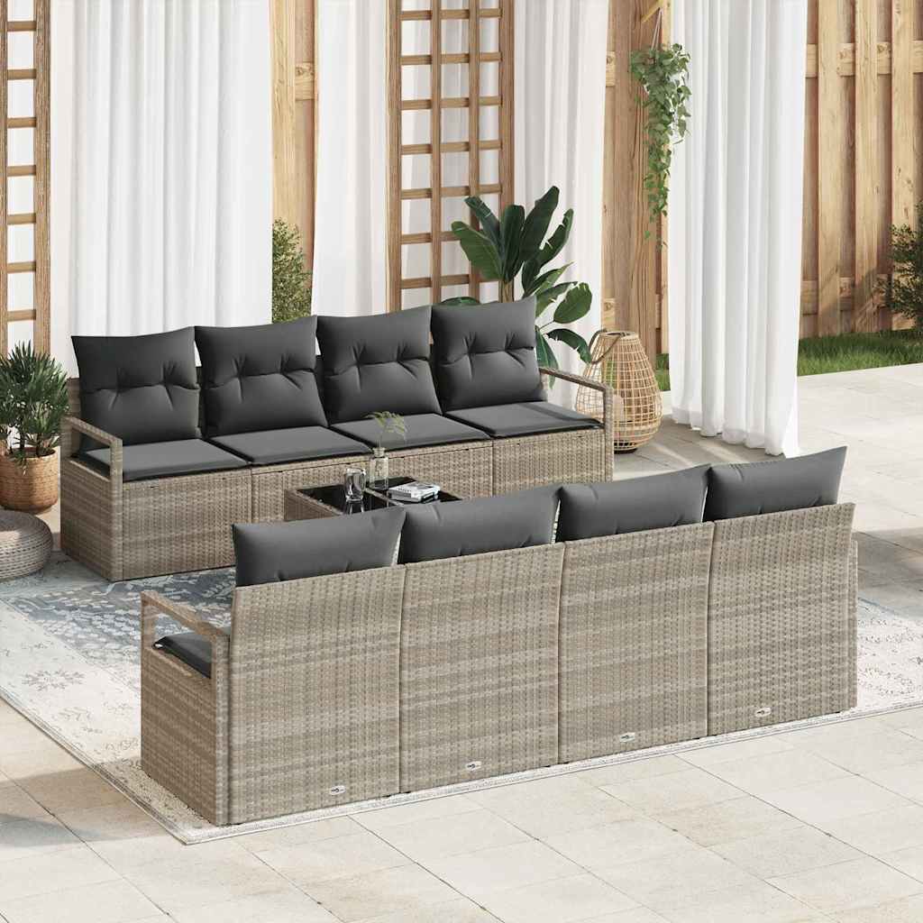 vidaXL Salon de jardin 9 pcs Gris clair et gris foncé Résine tressée