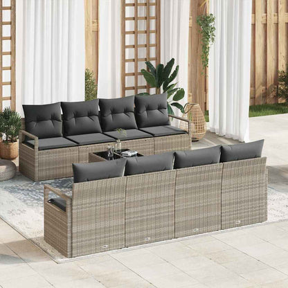 vidaXL Salon de jardin 9 pcs Gris clair et gris foncé Résine tressée