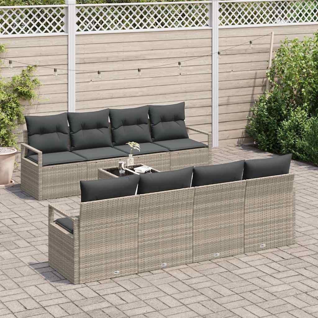 vidaXL Salon de jardin 9 pcs Gris clair et gris foncé Résine tressée