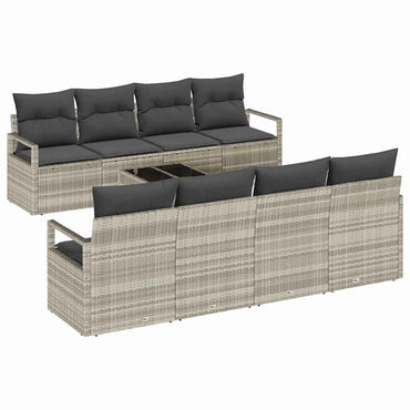 vidaXL Salon de jardin 9 pcs Gris clair et gris foncé Résine tressée