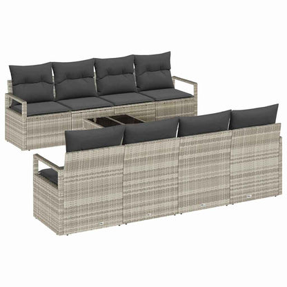 vidaXL Salon de jardin 9 pcs Gris clair et gris foncé Résine tressée