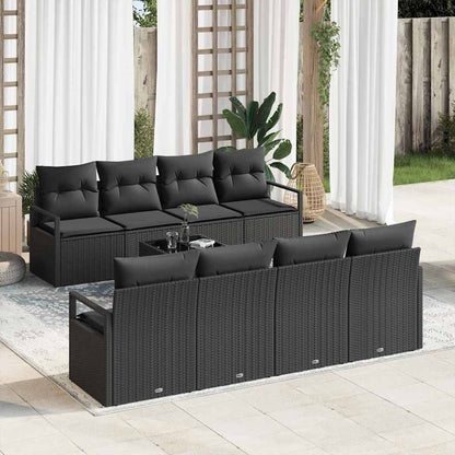 vidaXL Salon de jardin avec coussins 9 pcs Résine tressée noir