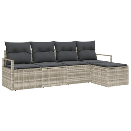 Sofa Set mit Kissen mit Speicher 5 pcs Hellgrau Poly-Rattan