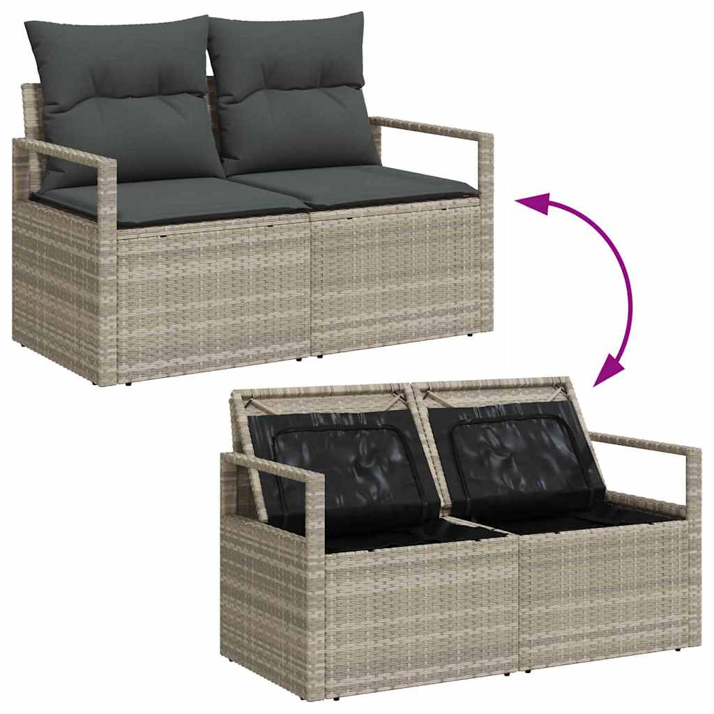Sofa Set mit Kissen mit Speicher 5 pcs Hellgrau Poly-Rattan