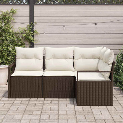 vidaXL Ensemble canapé 4 pcs avec coussins en résine tressée marron et crème