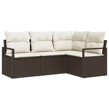 vidaXL Ensemble canapé 4 pcs avec coussins en résine tressée marron et crème