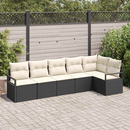 vidaXL Gartensofa-set mit Kissen 6 pcs Schwarz und Weiß Poly-Rattan