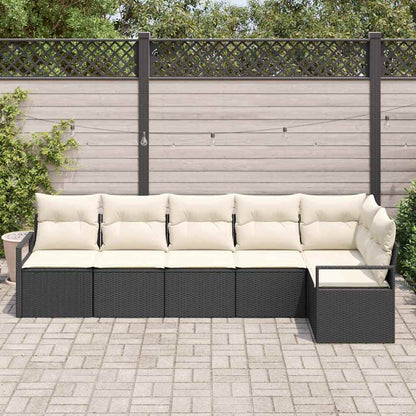 vidaXL Gartensofa-set mit Kissen 6 pcs Schwarz und Weiß Poly-Rattan