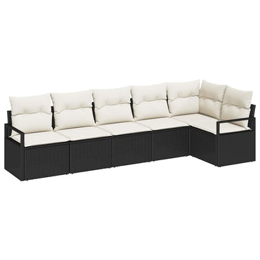 vidaXL Gartensofa-set mit Kissen 6 pcs Schwarz und Weiß Poly-Rattan
