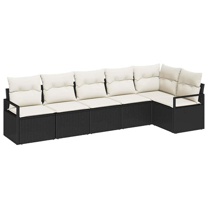 vidaXL Gartensofa-set mit Kissen 6 pcs Schwarz und Weiß Poly-Rattan