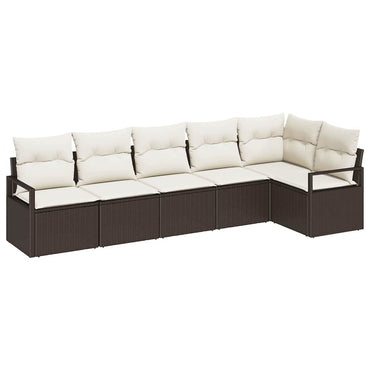 vidaXL Gartensofa-set mit Kissen 6 pcs Braun und Weiß Poly-Rattan