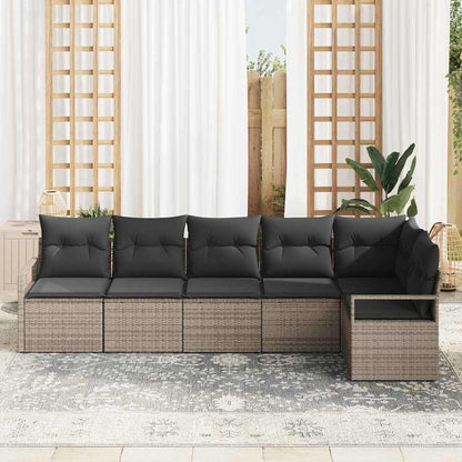 vidaXL Gartensofa-set mit Kissen mit Speicher 6 pcs Grau Poly-Rattan
