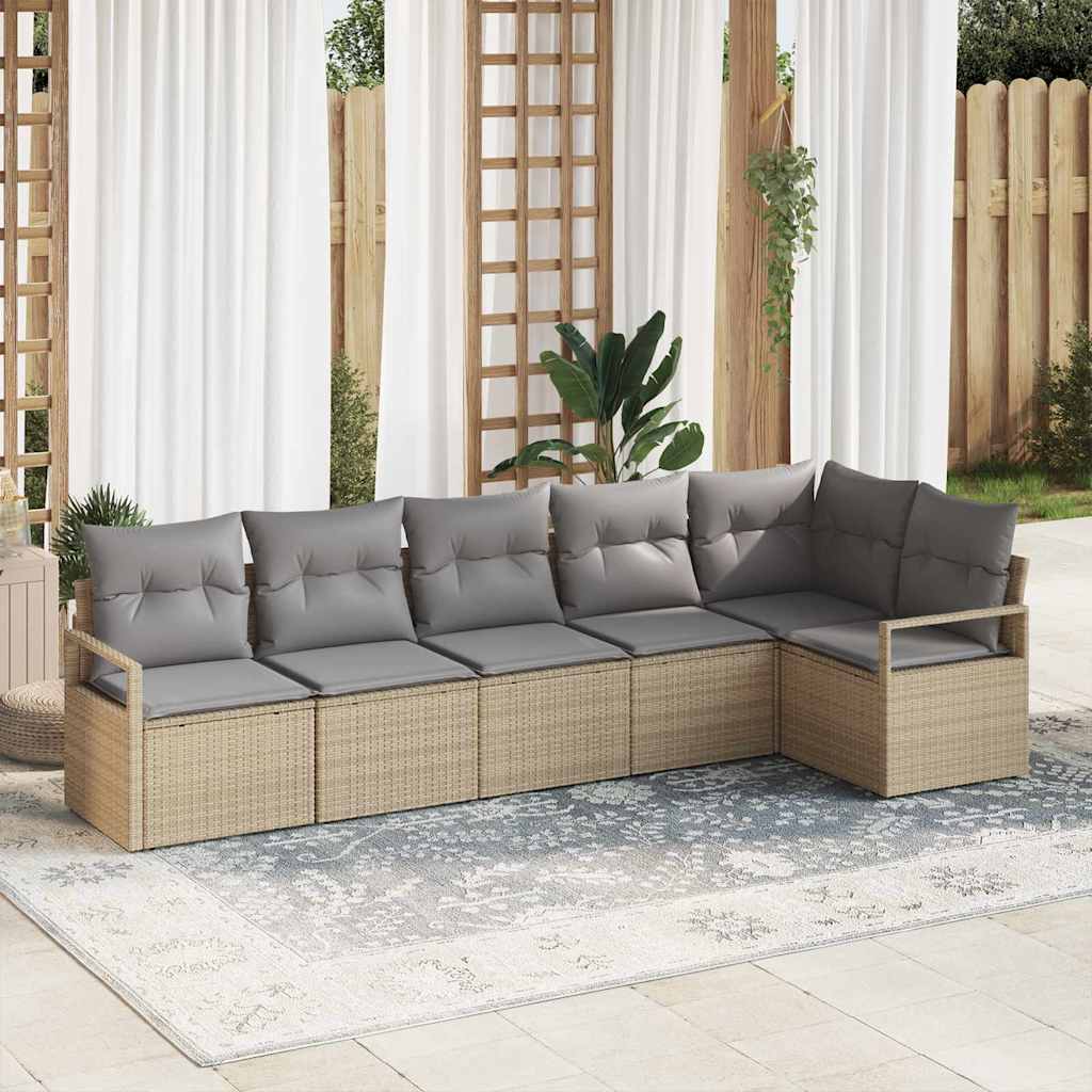 vidaXL Gartensofa-set mit Kissen 6 pcs Beige und Hellgrau Poly-Rattan