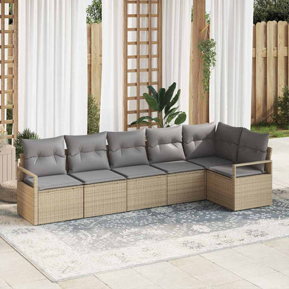 vidaXL Gartensofa-set mit Kissen 6 pcs Beige und Hellgrau Poly-Rattan