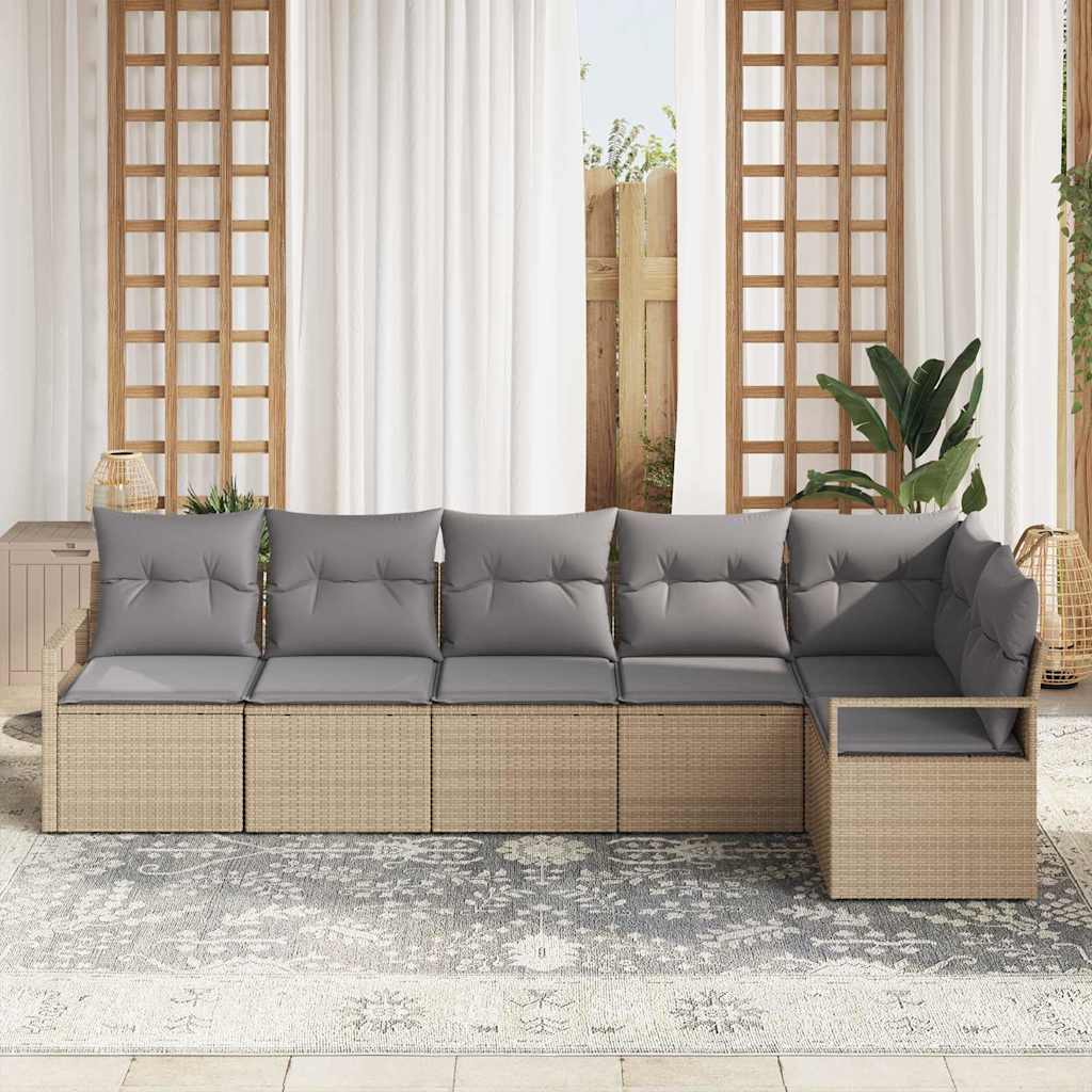 vidaXL Gartensofa-set mit Kissen 6 pcs Beige und Hellgrau Poly-Rattan