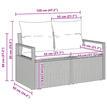 vidaXL Gartensofa-set mit Kissen 6 pcs Hellgrau Poly-Rattan