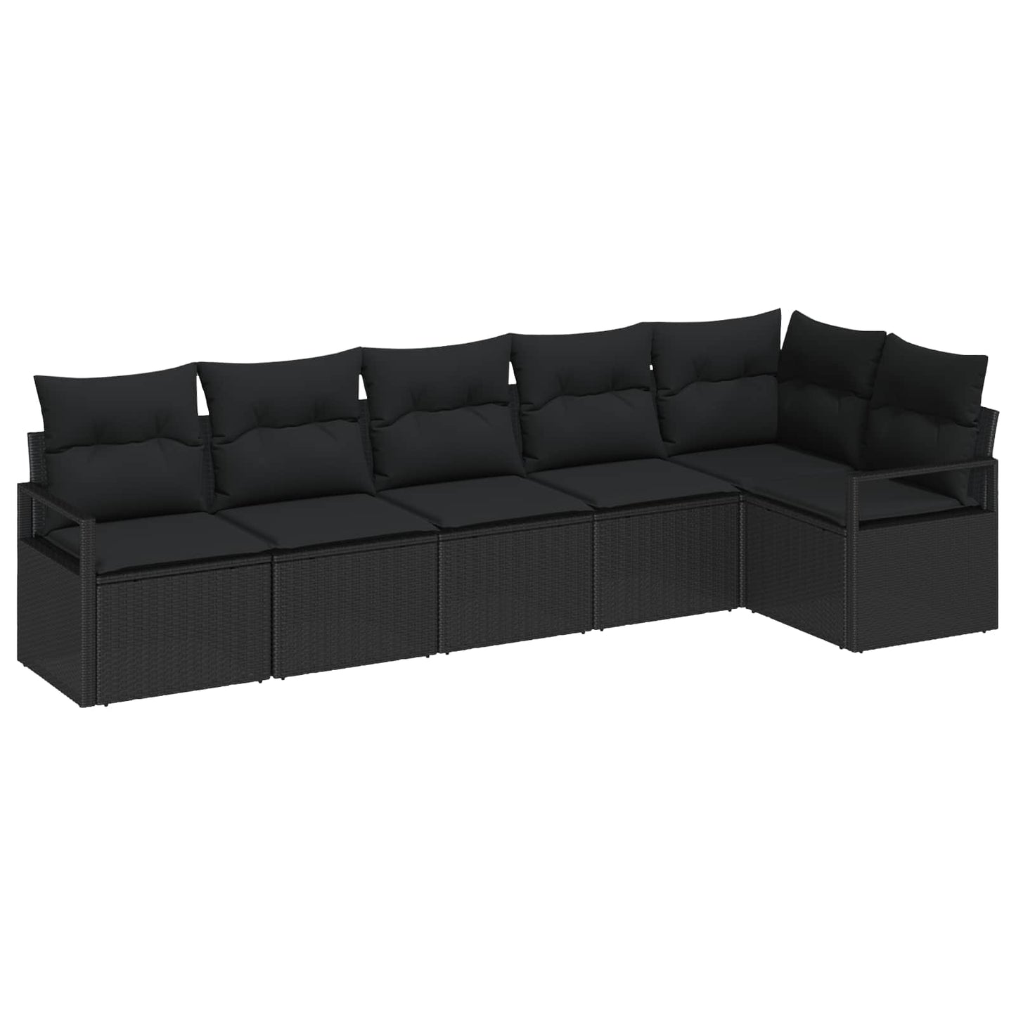 vidaXL Ensemble de canapés de jardin avec coussins 6 pcs Noir Résine tressée