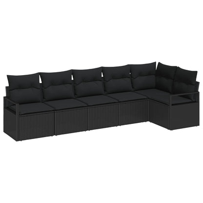 vidaXL Ensemble de canapés de jardin avec coussins 6 pcs Noir Résine tressée