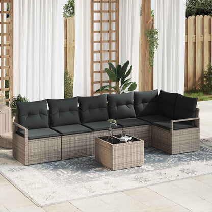vidaXL Gartensofa-set mit Kissen 7 pcs Hellgrau Poly-Rattan