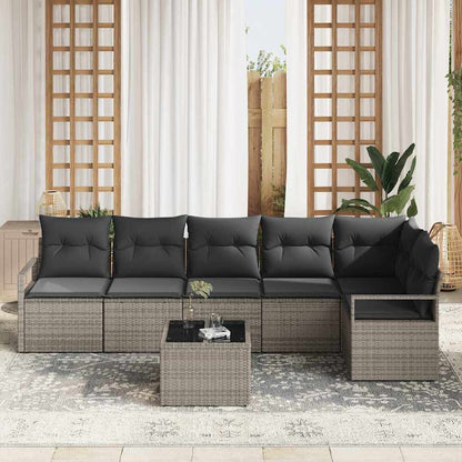 vidaXL Gartensofa-set mit Kissen 7 pcs Hellgrau Poly-Rattan