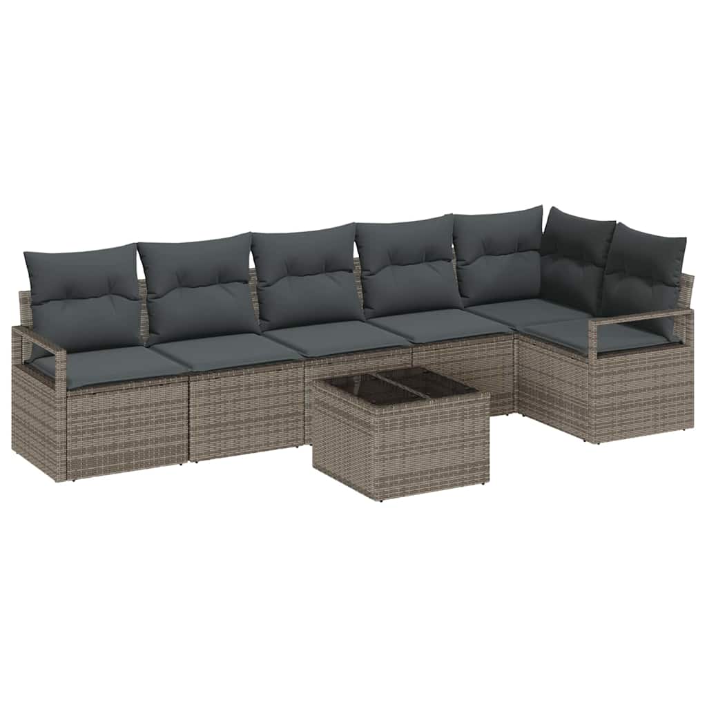 vidaXL Gartensofa-set mit Kissen 7 pcs Hellgrau Poly-Rattan