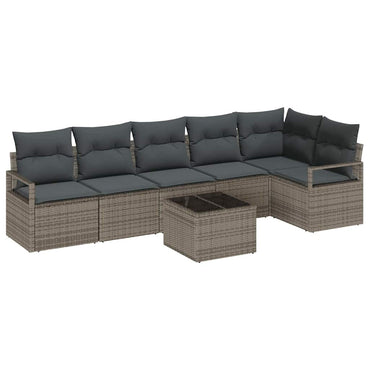 vidaXL Gartensofa-set mit Kissen 7 pcs Hellgrau Poly-Rattan