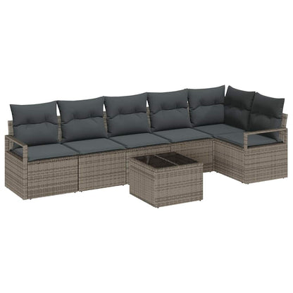 vidaXL Gartensofa-set mit Kissen 7 pcs Hellgrau Poly-Rattan