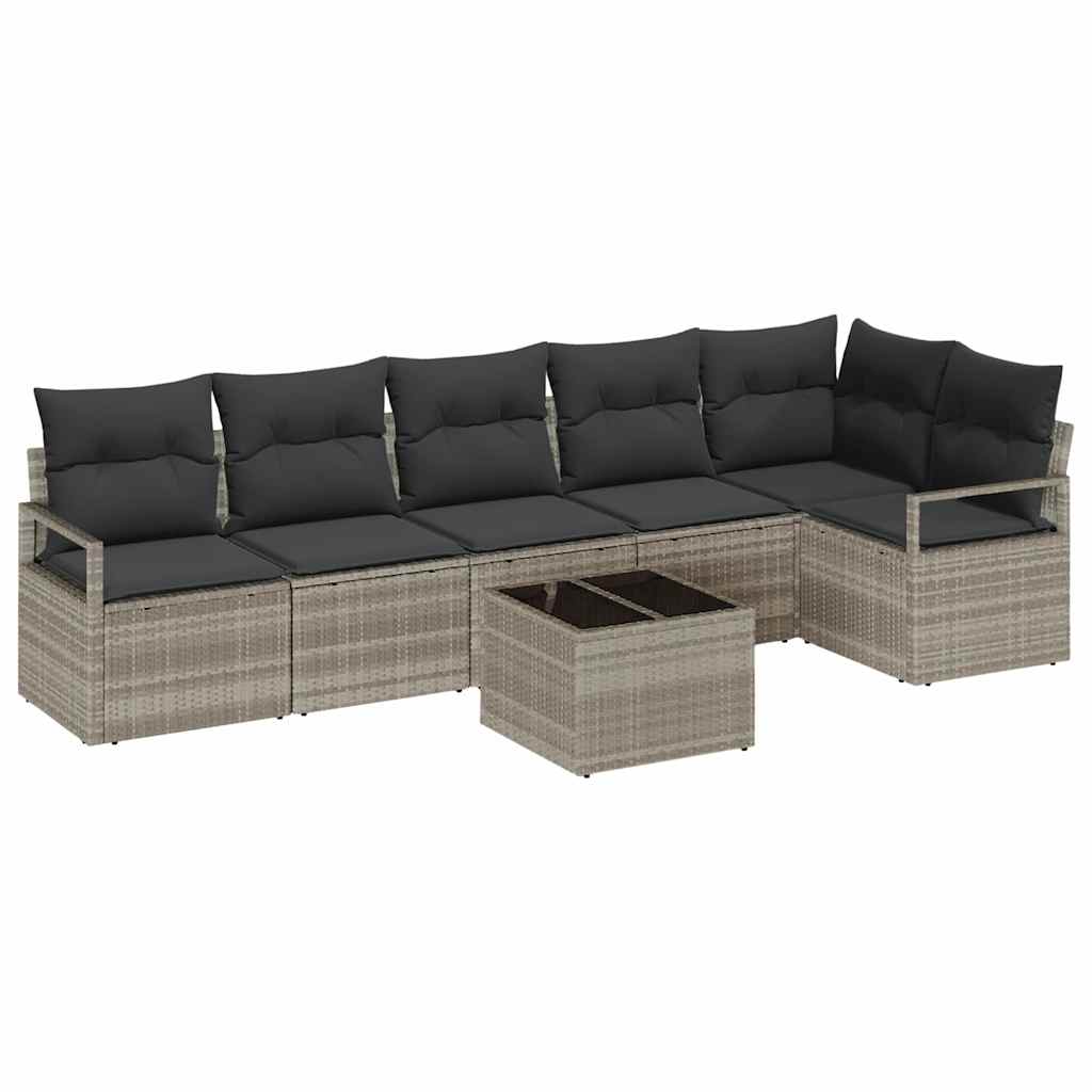 vidaXL Gartensofa-set mit Kissen 7 pcs Hellgrau Poly-Rattan