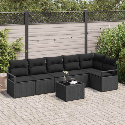 vidaXL Ensemble de canapés de jardin avec coussins 7 pcs Noir Résine tressée
