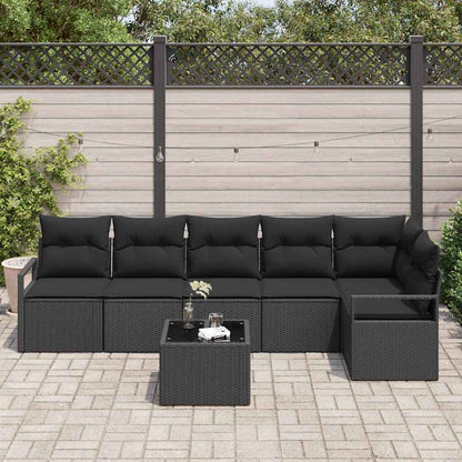 vidaXL Ensemble de canapés de jardin avec coussins 7 pcs Noir Résine tressée