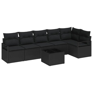 vidaXL Ensemble de canapés de jardin avec coussins 7 pcs Noir Résine tressée
