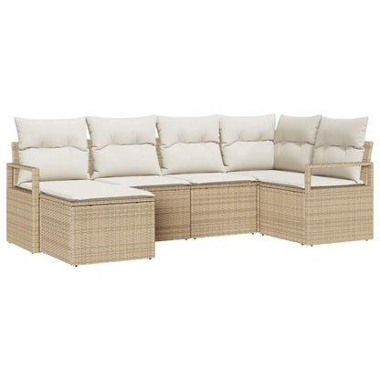Sofa Set mit Kissen 6 pcs Beige und Creme Poly-Rattan