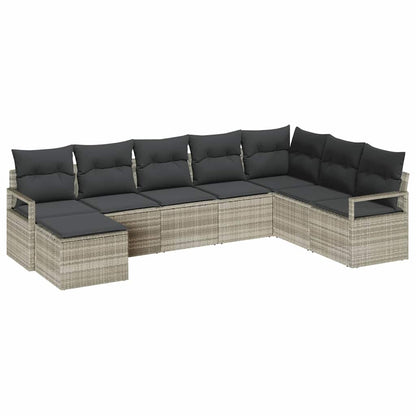 Sofa Set mit Kissen mit Speicher 7 pcs Hellgrau Poly-Rattan