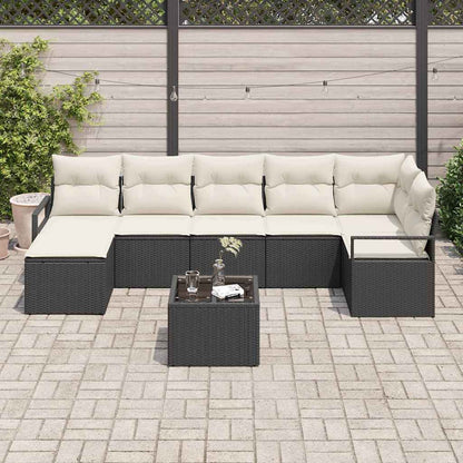 Sofa Set mit Kissen 8 pcs Braun und Creme Poly-Rattan