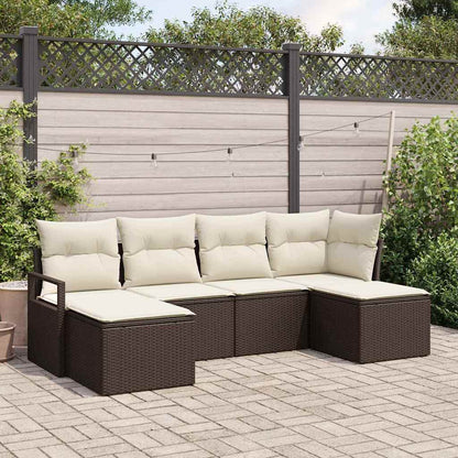 vidaXL Salon de jardin avec coussins 6 pcs Marron et Crème Résine tressée