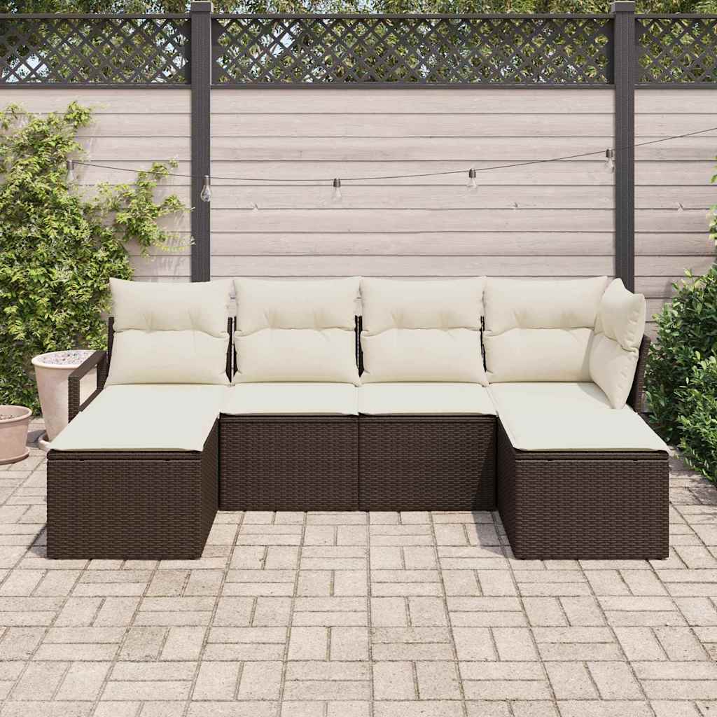 vidaXL Salon de jardin avec coussins 6 pcs Marron et Crème Résine tressée