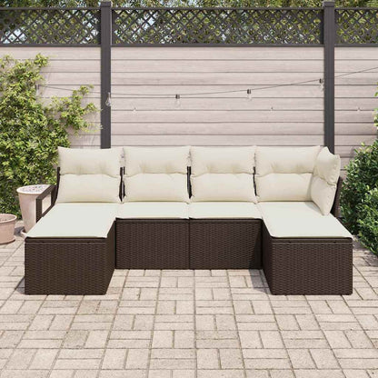 vidaXL Salon de jardin avec coussins 6 pcs Marron et Crème Résine tressée