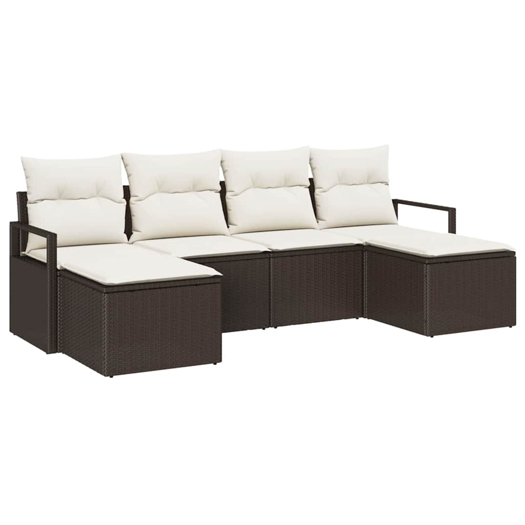 vidaXL Salon de jardin avec coussins 6 pcs Marron et Crème Résine tressée