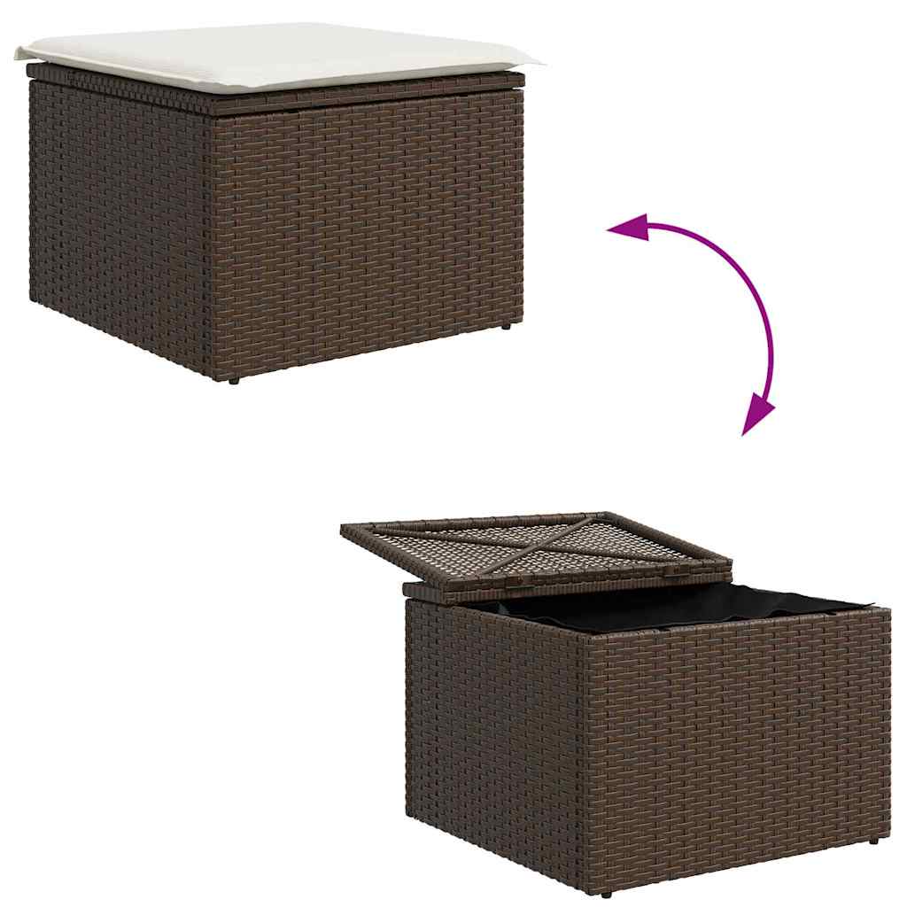 vidaXL Salon de jardin avec coussins 6 pcs Marron et Crème Résine tressée