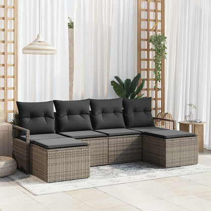 vidaXL Ensemble de canapés avec coussins et espace de rangement 6 pcs Gris Résine tressée