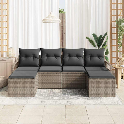 vidaXL Ensemble de canapés avec coussins et espace de rangement 6 pcs Gris Résine tressée