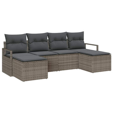 vidaXL Ensemble de canapés avec coussins et espace de rangement 6 pcs Gris Résine tressée