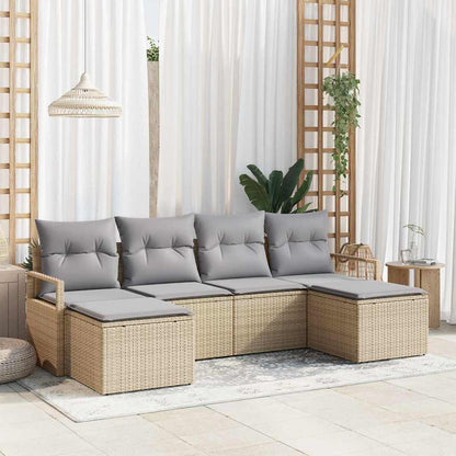 vidaXL Salon de jardin avec coussins 6 pcs Beige et gris clair Résine tressée