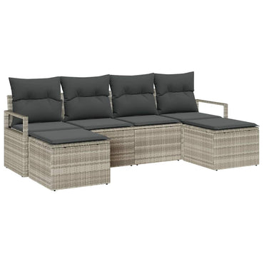 vidaXL Ensemble canapés et coussins 6 pcs Stockage Résine tressée Gris clair