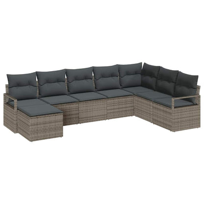 Sofa Set mit Kissen mit Speicher 8 pcs Grau Poly-Rattan