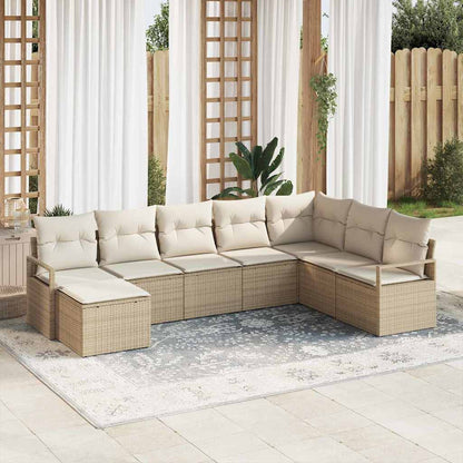 Sofa Set mit Kissen 8 pcs Beige und Creme Poly-Rattan